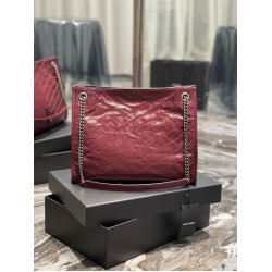 Replica Borsa shopping YSL Saint Laurent NIKI media in pelle vintage stropicciata Claret Replica Borsa shopping YSL Saint Laurent NIKI media in pelle vintage stropicciata Claret