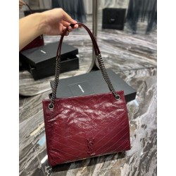 Replica Borsa shopping YSL Saint Laurent NIKI media in pelle vintage stropicciata Claret