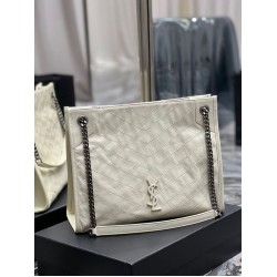 Replica YSL Saint Laurent NIKI Borsa shopping media in pelle stropicciata vintage Bianco Replica YSL Saint Laurent NIKI Borsa shopping media in pelle stropicciata vintage Bianco