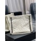 Replica YSL Saint Laurent NIKI Borsa shopping media in pelle stropicciata vintage Bianco