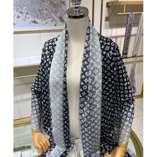 Replica Sciarpa lunga sfumata in denim da donna Louis Vuitton nera