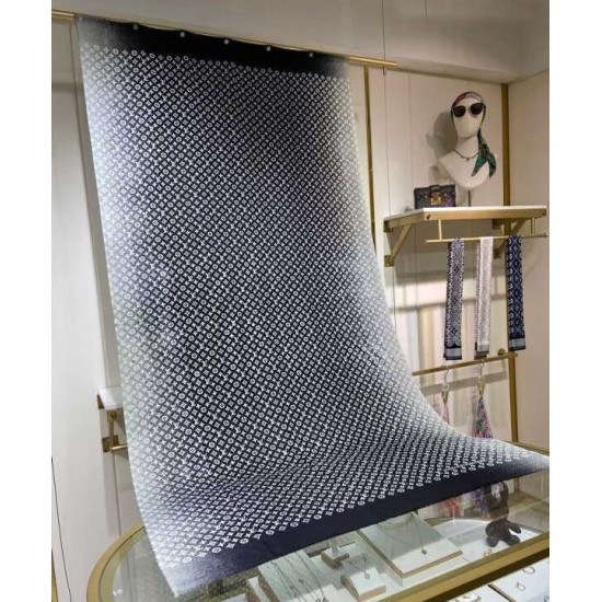 Replica Sciarpa lunga sfumata in denim da donna Louis Vuitton nera
