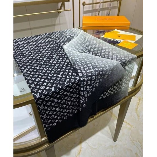 Replica Sciarpa lunga sfumata in denim da donna Louis Vuitton nera