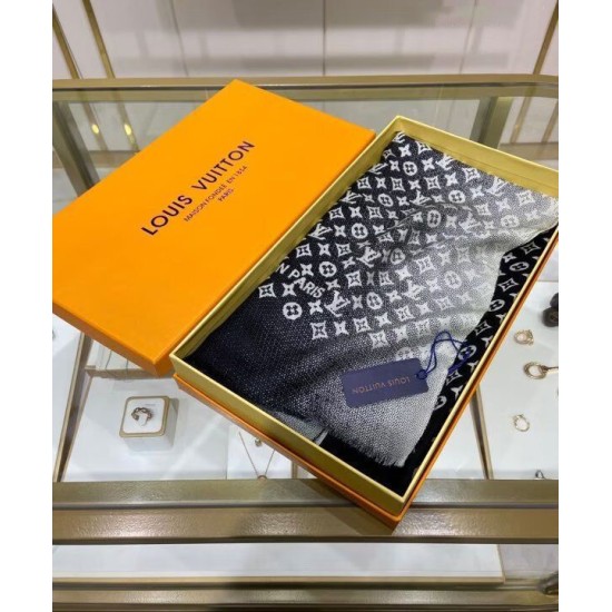 Replica Sciarpa lunga sfumata in denim da donna Louis Vuitton nera