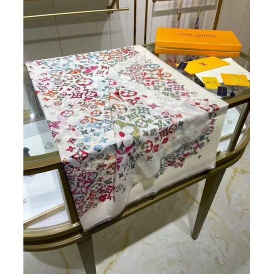 Replica Sciarpa monogramma da donna Louis Vuitton bianca