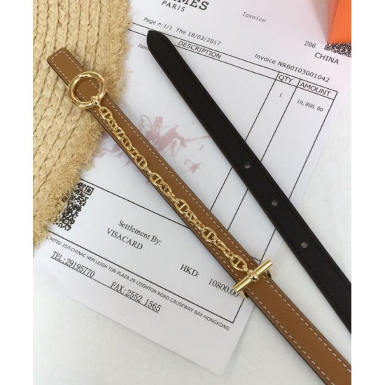 Replica Hermes Epsom Cintura in pelle Glod Hardware Caffè