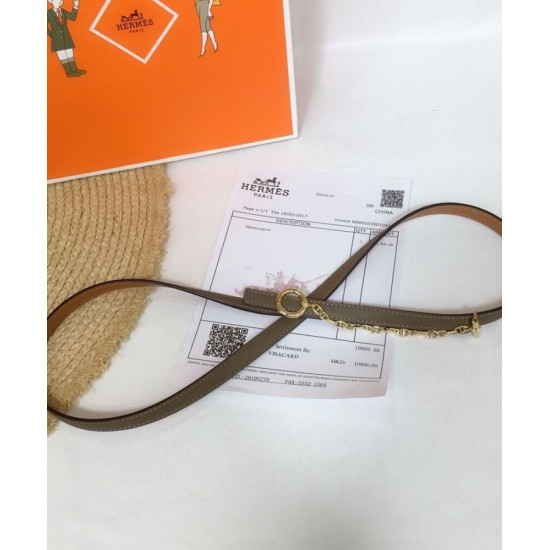 Replica Cintura in pelle Hermes Epsom Glod Hardware grigio