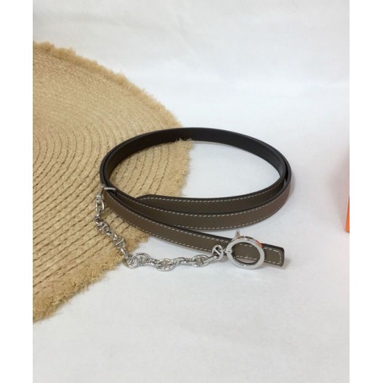 Replica Hermes Epsom Cintura in pelle argento hardware grigio