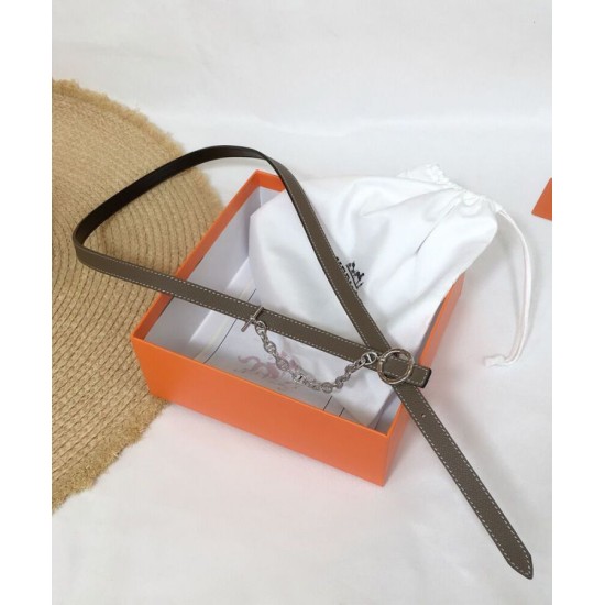 Replica Hermes Epsom Cintura in pelle argento hardware grigio