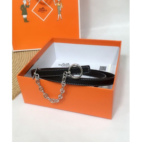 Replica Hermes Epsom Cintura in pelle argento hardware nero