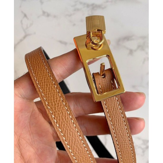 Replica Hermes Lucky 15 cintura reversibile caffè