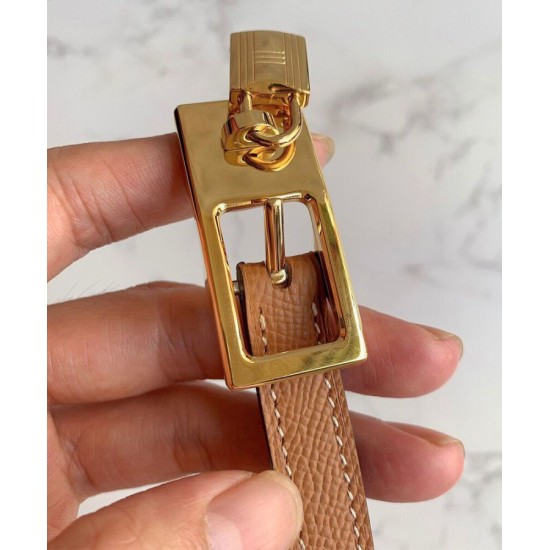 Replica Hermes Lucky 15 cintura reversibile caffè