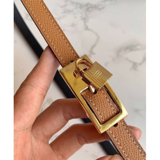 Replica Hermes Lucky 15 cintura reversibile caffè