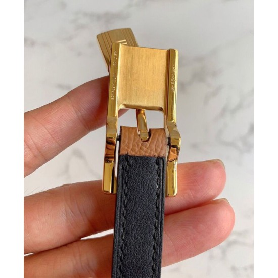 Replica Hermes Lucky 15 cintura reversibile caffè