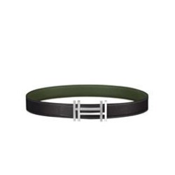 Replica Fibbia per cintura Hermes H Au Carré &amp; Cinturino in pelle reversibile 32mm verde