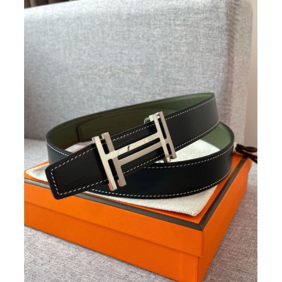 Replica Fibbia per cintura Hermes H Au Carré & Cinturino in pelle reversibile 32mm verde Replica Fibbia per cintura Hermes H Au Carré & Cinturino in pelle reversibile 32mm verde