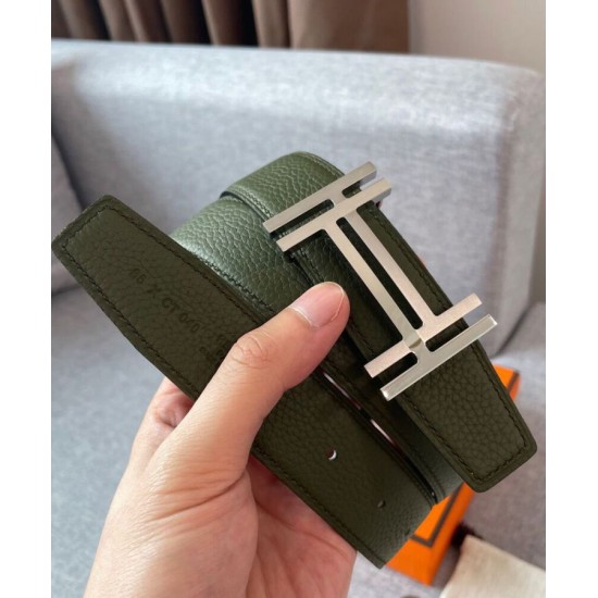 Replica Fibbia per cintura Hermes H Au Carré & Cinturino in pelle reversibile 32mm verde Replica Fibbia per cintura Hermes H Au Carré & Cinturino in pelle reversibile 32mm verde