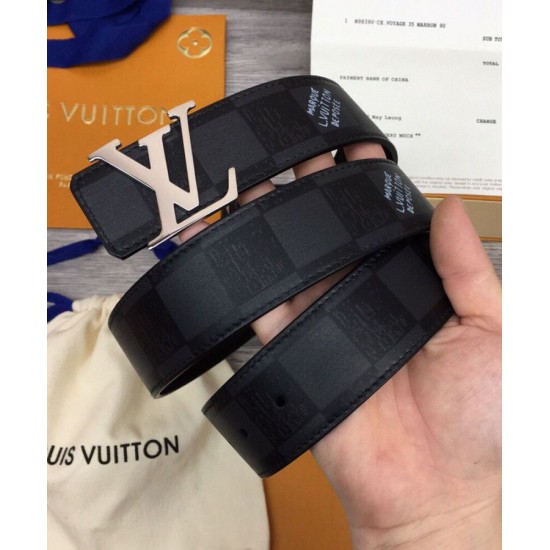 Replica Cintura reversibile Louis Vuitton con iniziali LV da 40 mm nera