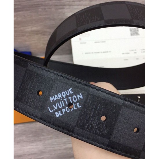 Replica Cintura reversibile Louis Vuitton con iniziali LV da 40 mm nera