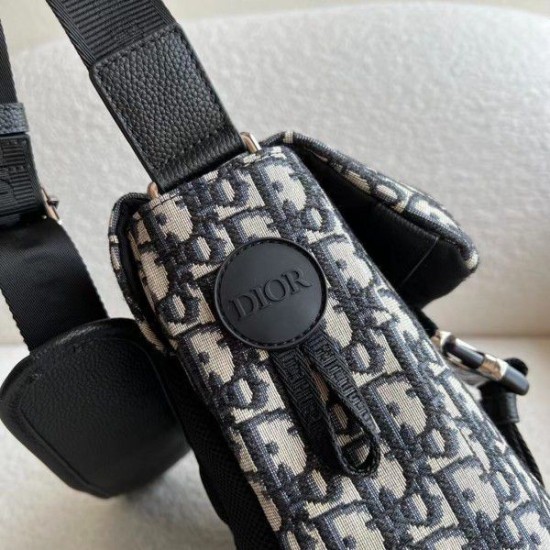Replica Borsa a tracolla jacquard Dior Explorer Dior Oblique nera