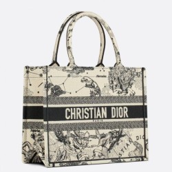 Replica Borsa tote media Dior Book Toile de Jouy Zodiac ricamo bianco