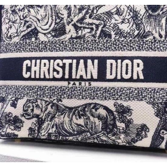 Replica Borsa Dior Medium Lady D-Lite Toile de Jouy Ricamo Blu