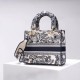 Replica Borsa Dior Medium Lady D-Lite Toile de Jouy Ricamo Blu
