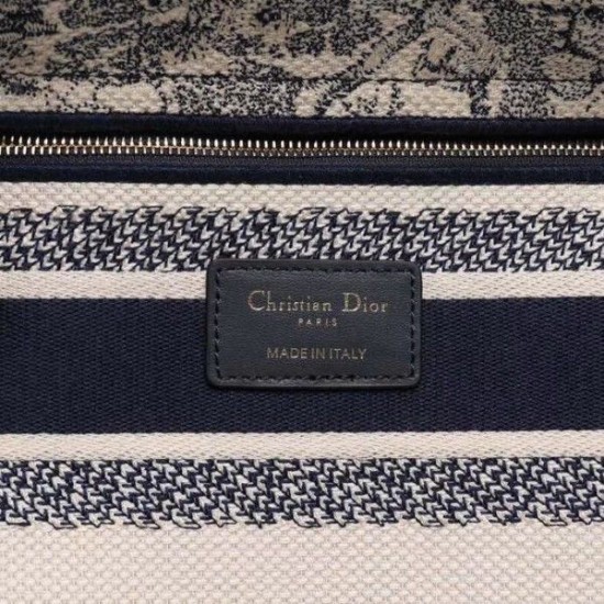 Replica Borsa Dior Medium Lady D-Lite Toile de Jouy Ricamo Blu