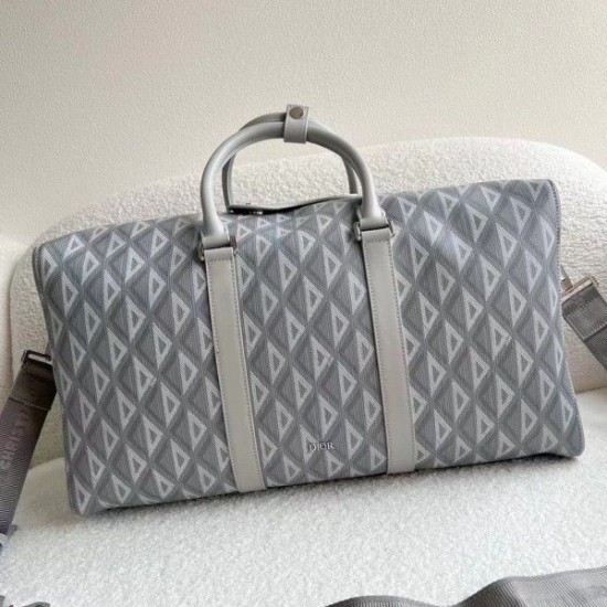 Replica Borsa Dior Lingot 50 Duffle CD Diamond Canvas grigia