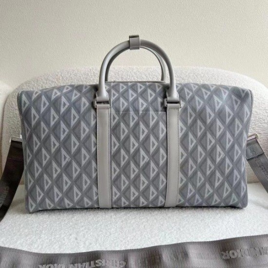 Replica Borsa Dior Lingot 50 Duffle CD Diamond Canvas grigia