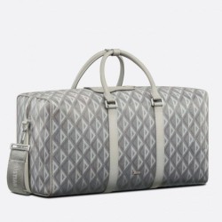 Replica Borsa Dior Lingot 50 Duffle CD Diamond Canvas grigia