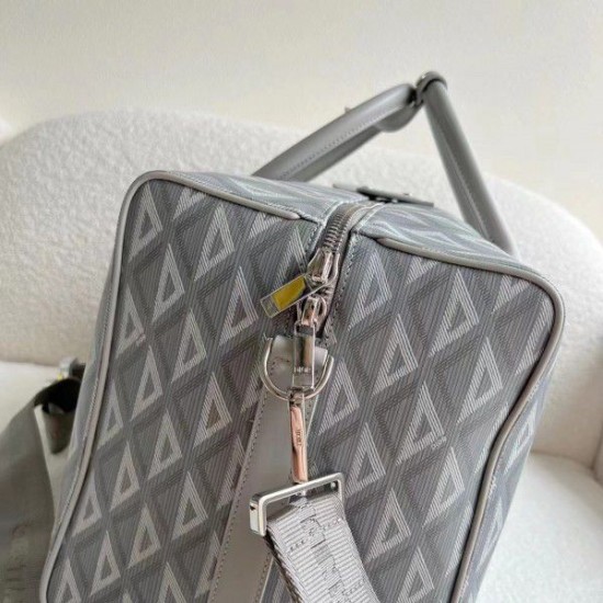 Replica Borsa Dior Lingot 50 Duffle CD Diamond Canvas grigia