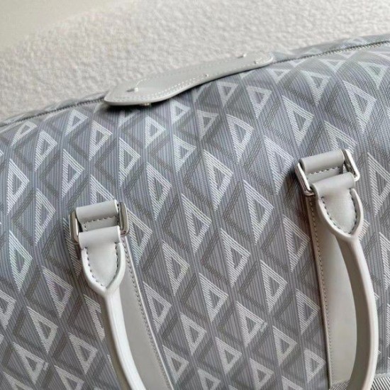 Replica Borsa Dior Lingot 50 Duffle CD Diamond Canvas grigia