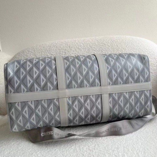 Replica Borsa Dior Lingot 50 Duffle CD Diamond Canvas grigia