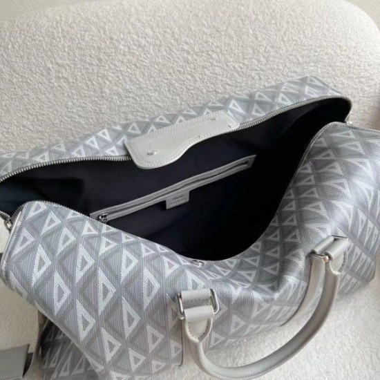 Replica Borsa Dior Lingot 50 Duffle CD Diamond Canvas grigia