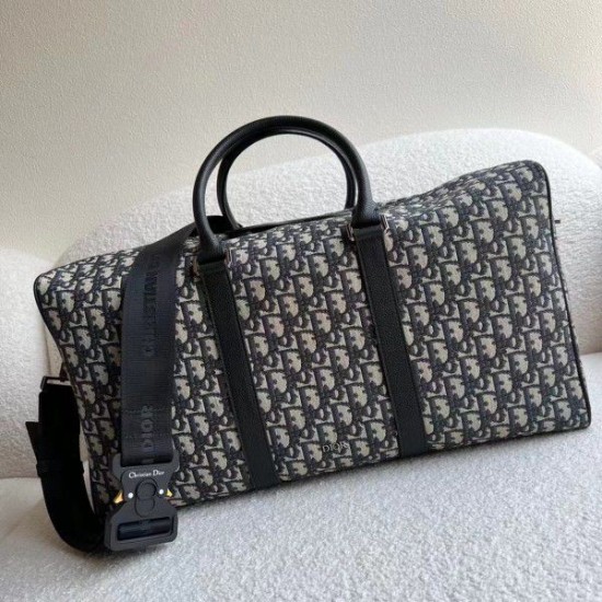 Replica Borsa Dior Lingot 50 Duffle Oblique Jacquard Nera