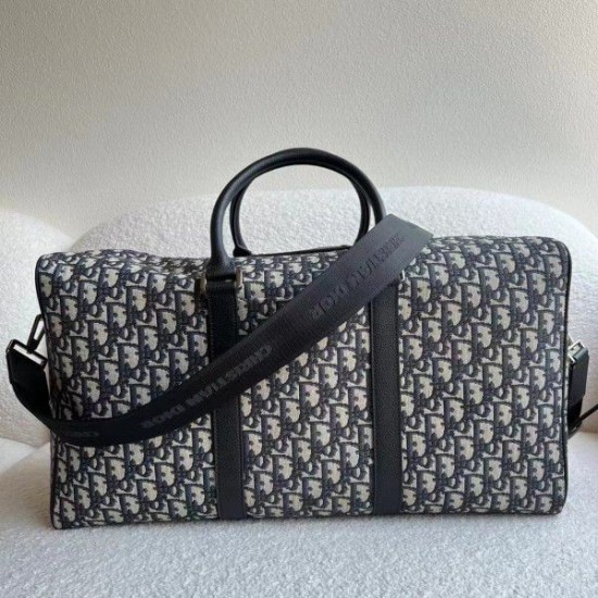 Replica Borsa Dior Lingot 50 Duffle Oblique Jacquard Nera