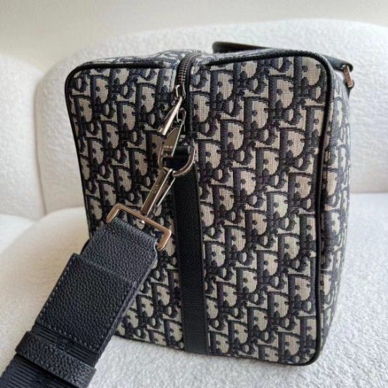 Replica Borsa Dior Lingot 50 Duffle Oblique Jacquard Nera