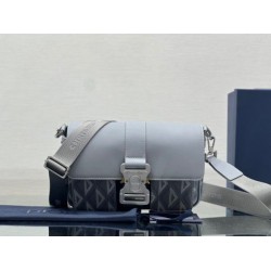 Replica Dior Hit the Road CD Diamond Canvas Messenger Borsa da uomo grigia