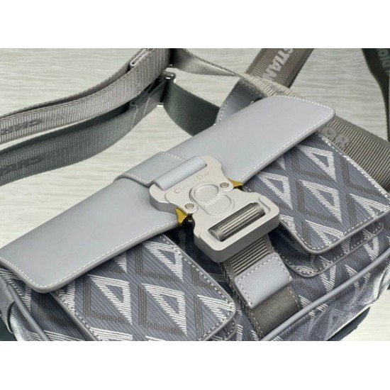 Replica Dior Hit the Road CD Diamond Canvas Messenger Borsa da uomo grigia