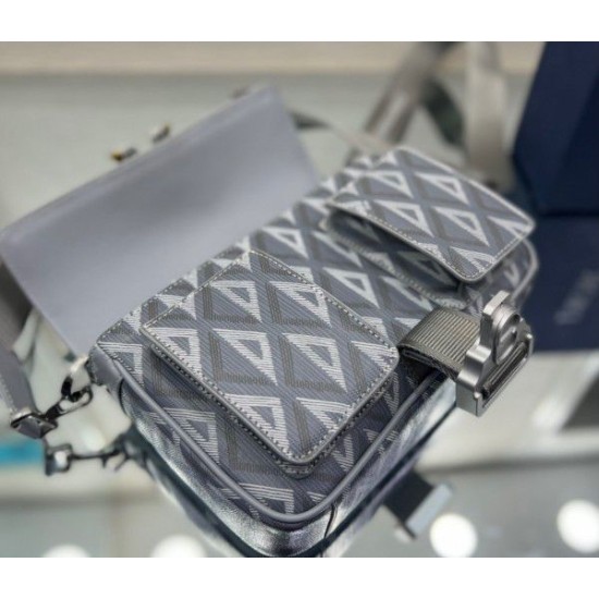Replica Dior Hit the Road CD Diamond Canvas Messenger Borsa da uomo grigia