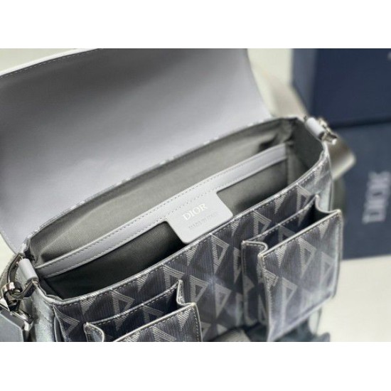 Replica Dior Hit the Road CD Diamond Canvas Messenger Borsa da uomo grigia