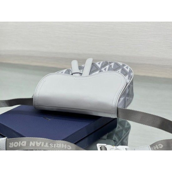 Replica Dior Mini Saddle CD Diamond Canvas Borsa da uomo grigia Replica Dior Mini Saddle CD Diamond Canvas Borsa da uomo grigia