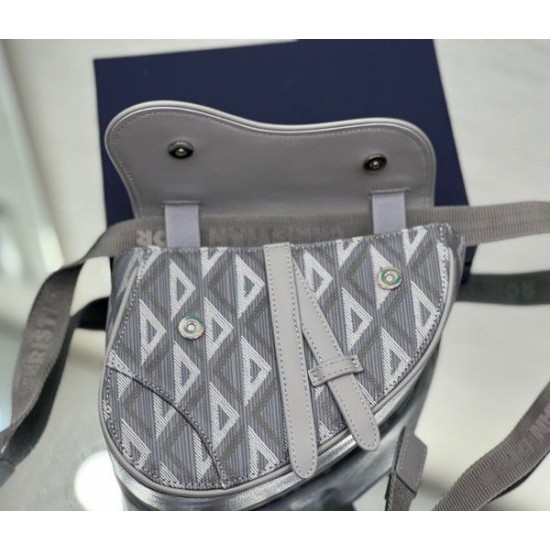 Replica Dior Mini Saddle CD Diamond Canvas Borsa da uomo grigia Replica Dior Mini Saddle CD Diamond Canvas Borsa da uomo grigia