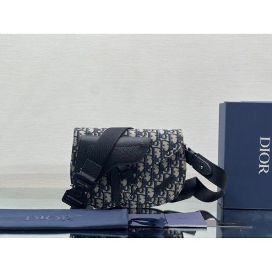Replica Dior Saddle Men Pouch Dior Oblique Jacquard Grigio