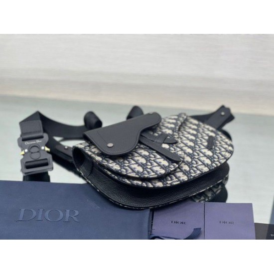 Replica Dior Saddle Men Pouch Dior Oblique Jacquard Grigio