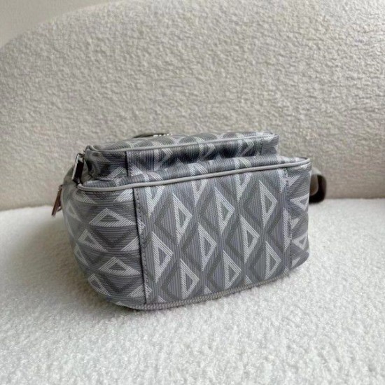 Replica Borsa a tracolla in tela Dior Mini Rider CD Diamond grigia