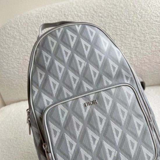 Replica Borsa a tracolla in tela Dior Mini Rider CD Diamond grigia