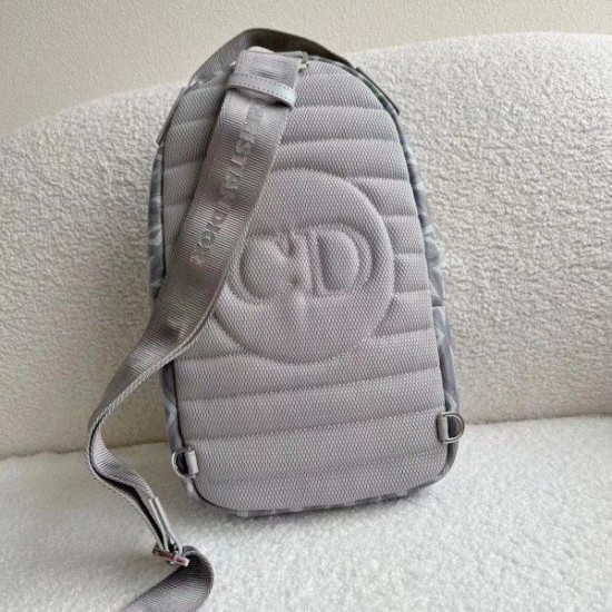 Replica Borsa a tracolla in tela Dior Mini Rider CD Diamond grigia
