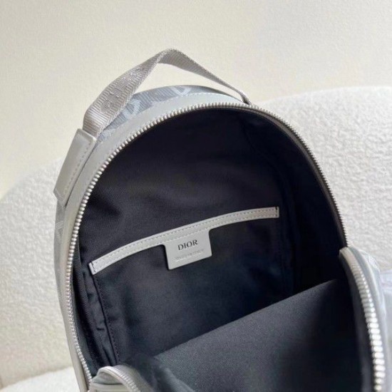 Replica Borsa a tracolla in tela Dior Mini Rider CD Diamond grigia